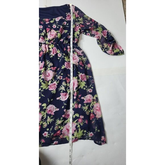 Pink Blush Womens Maternity Floral Dress Navy Blue Size Medium - Picture 6 of 9